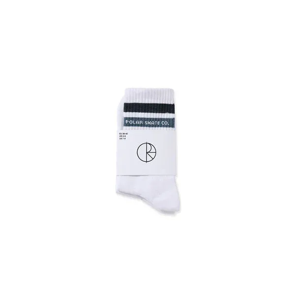 Polar Skate Co. Fat Stripe Socks White/Blue