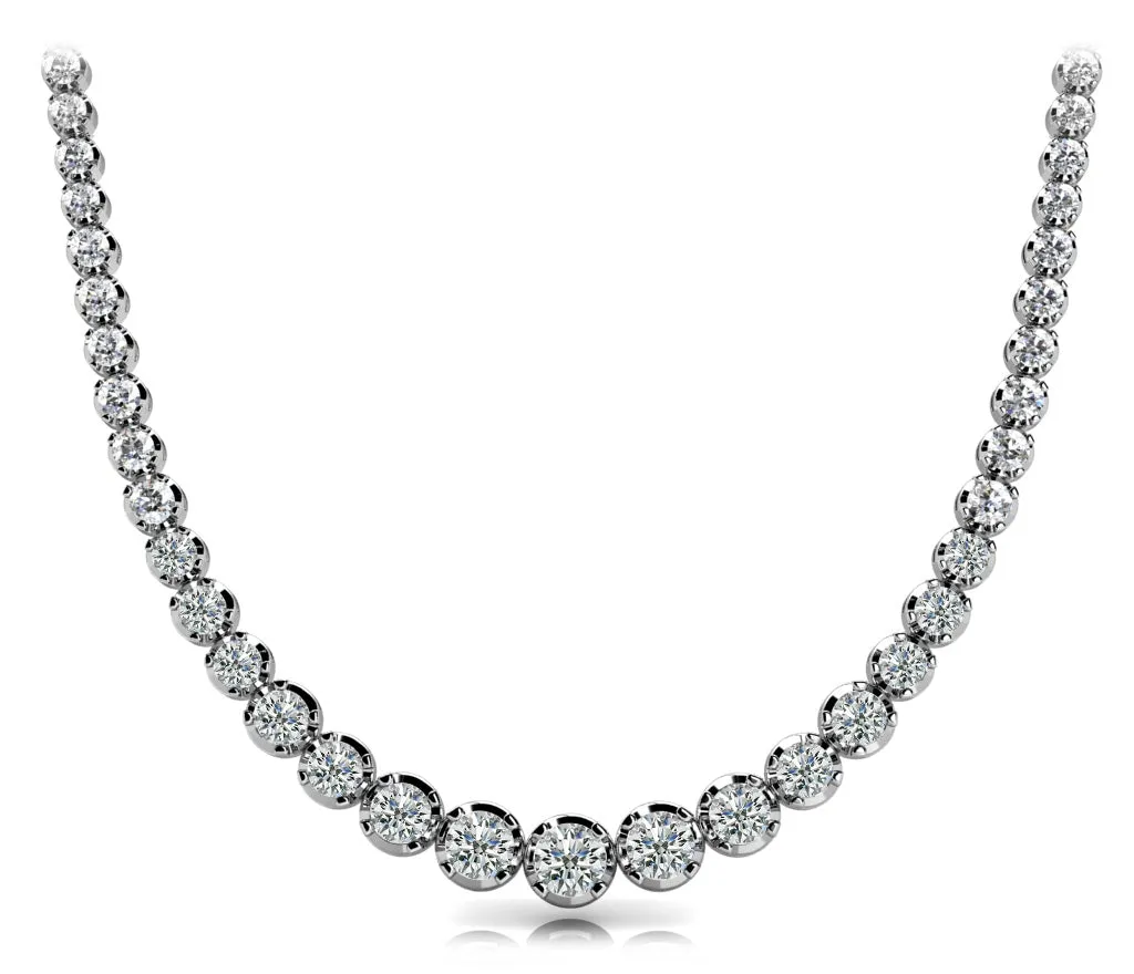 RAIN 10 Carat Diamond Rivera Graduated Necklace in 18K Gold 4 Prong Low Base Basket  F Color VS1 Clarity BY MIKE NEKTA