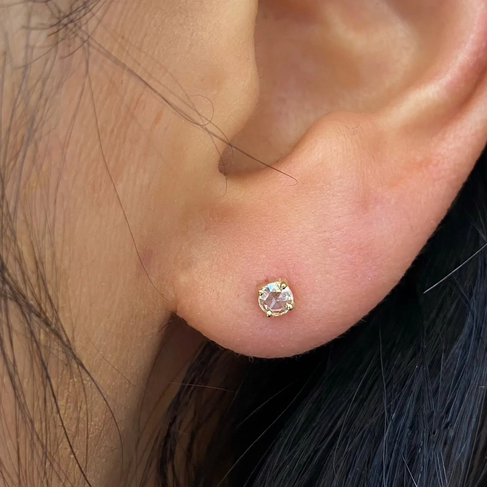 Rose Cut Diamond Dot Stud