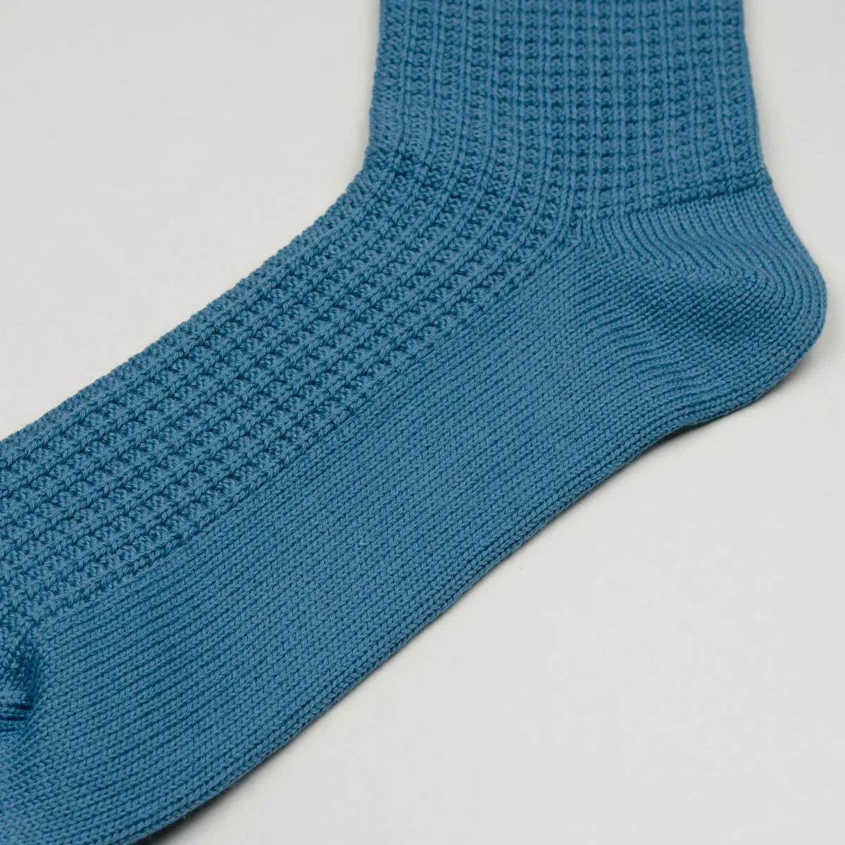 RoToTo - Cotton Waffle Crew Socks - Light Blue