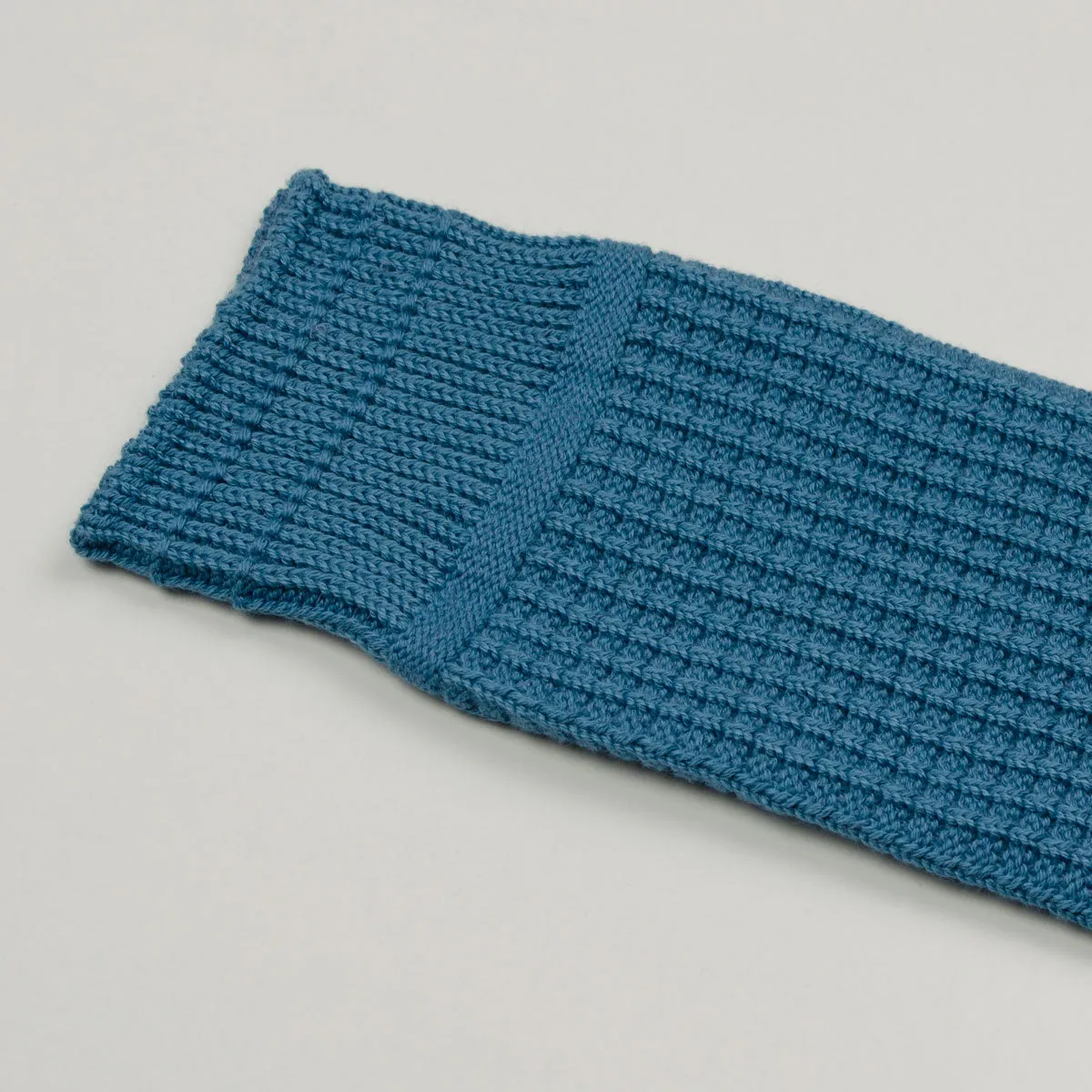 RoToTo - Cotton Waffle Crew Socks - Light Blue