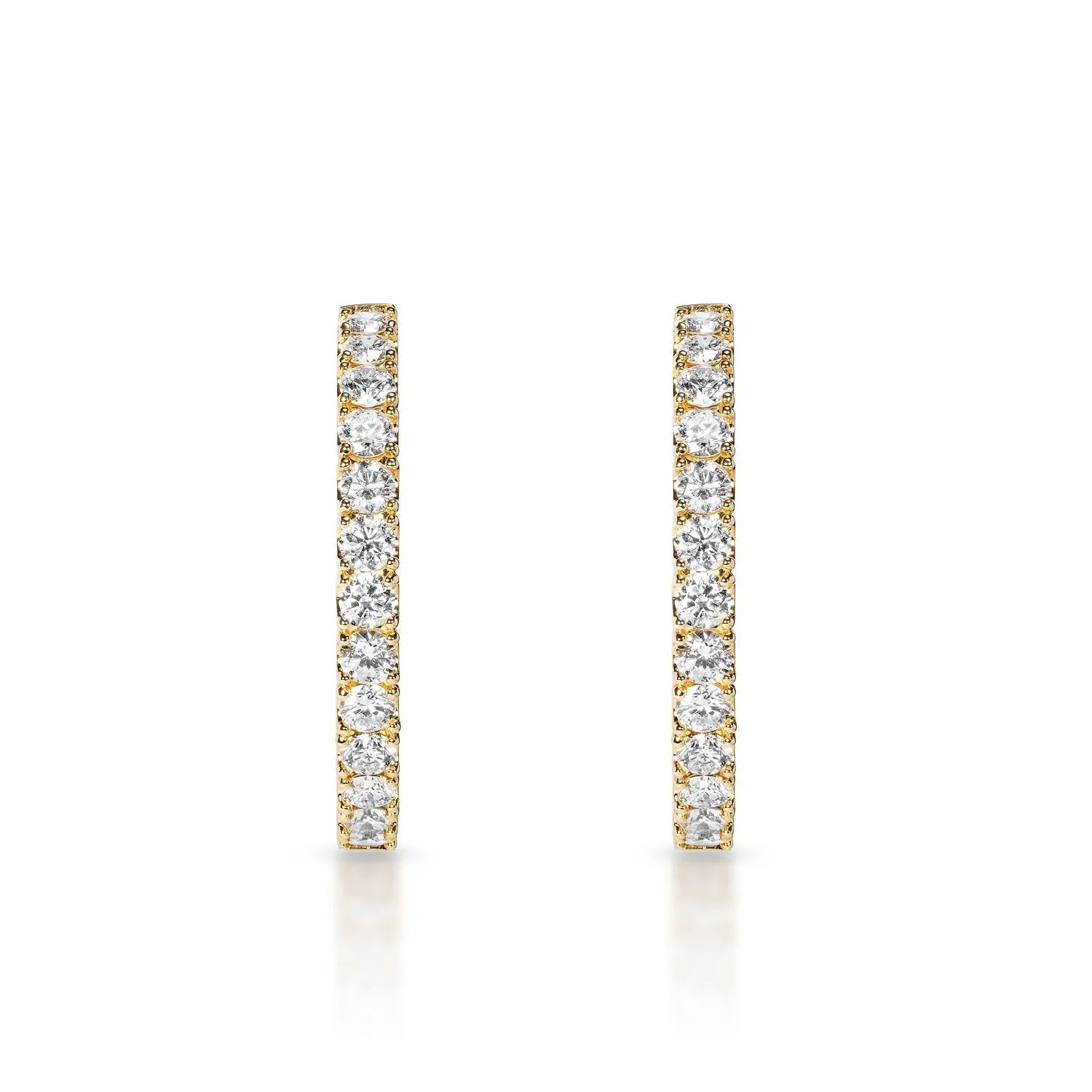 Serenity 1.5 inch 9 Carat Round Brilliant Diamond Hoops Earrings in 14k Yellow Gold