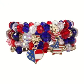 Show Your Love with our Multilayer Boho Style Beaded Bracelet Set with Love Heart & Star Shape Pendant