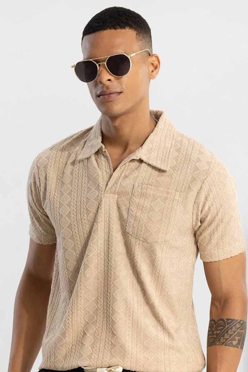 Square Diamond Beige Polo T-Shirt