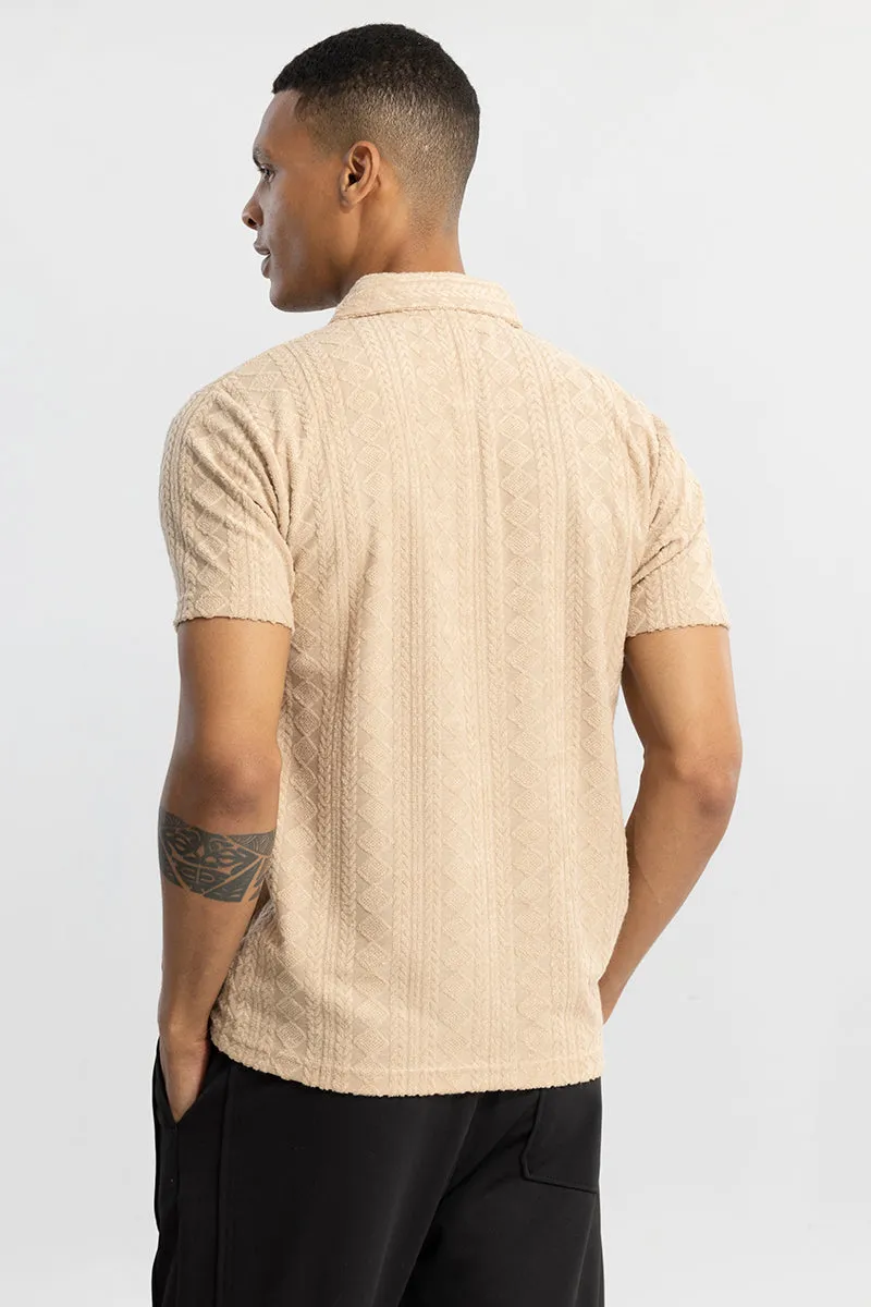 Square Diamond Beige Polo T-Shirt