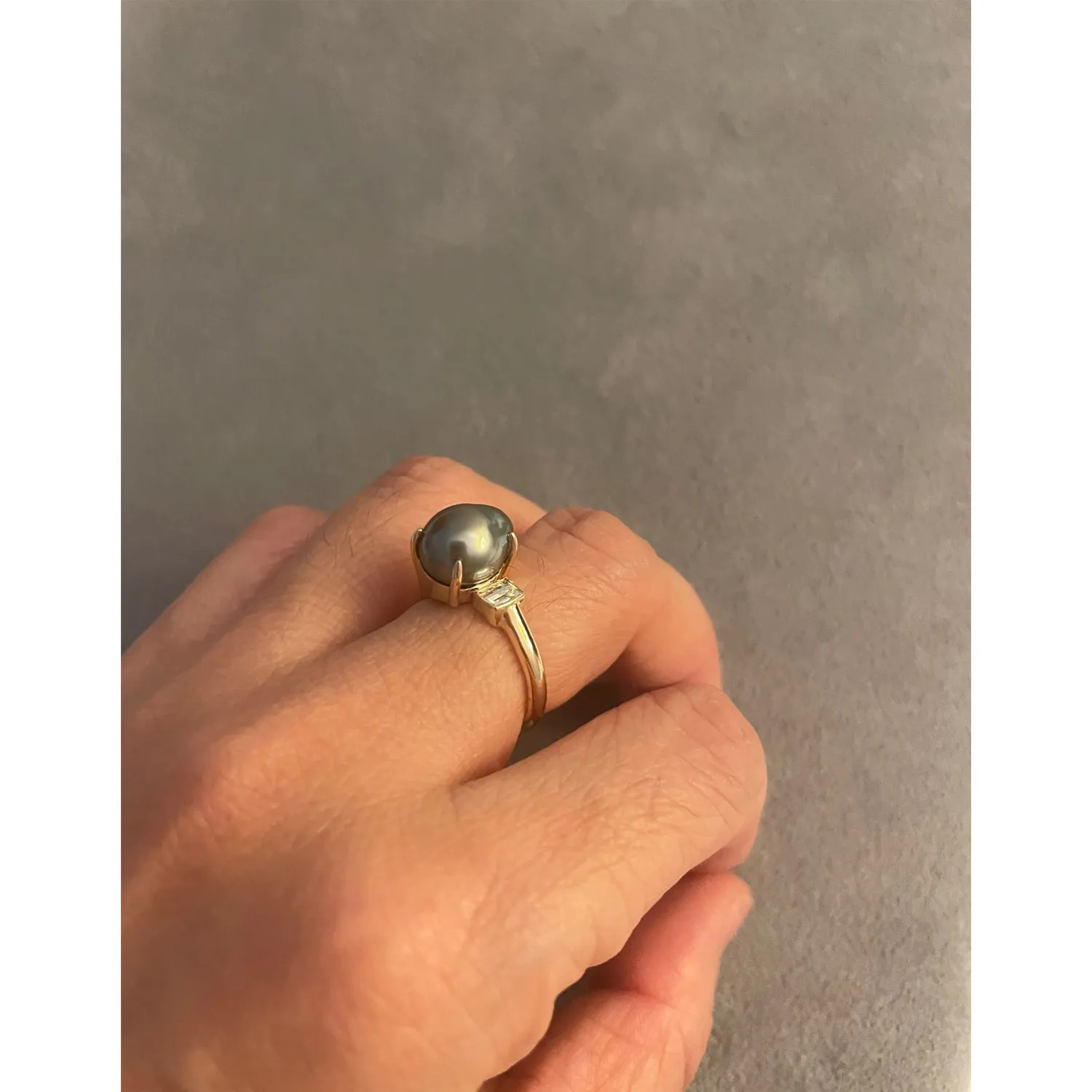 Tahitian Pearl and Diamond Toi et Moi Ring