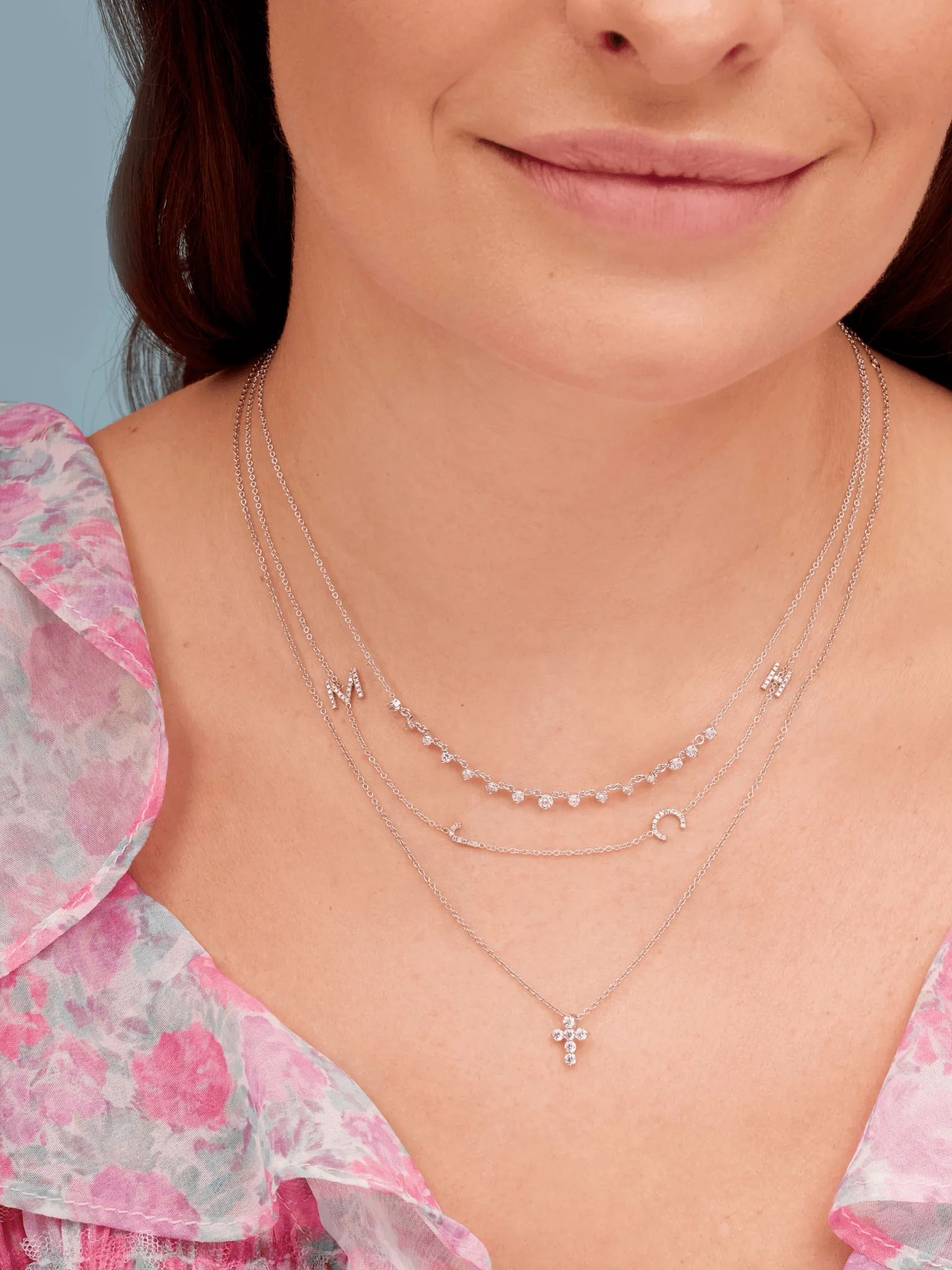 The Diamond Initial Necklace 14K - 4 Letters