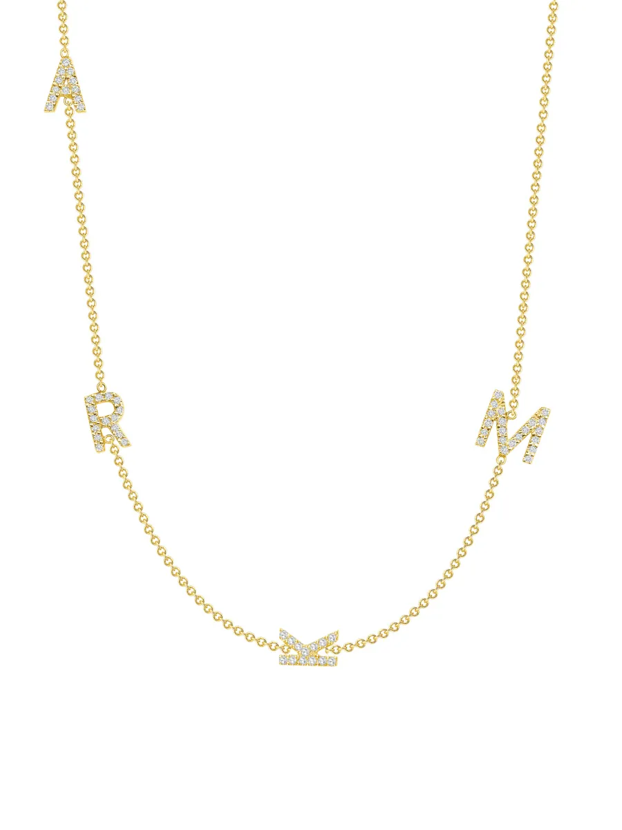 The Diamond Initial Necklace 14K - 4 Letters