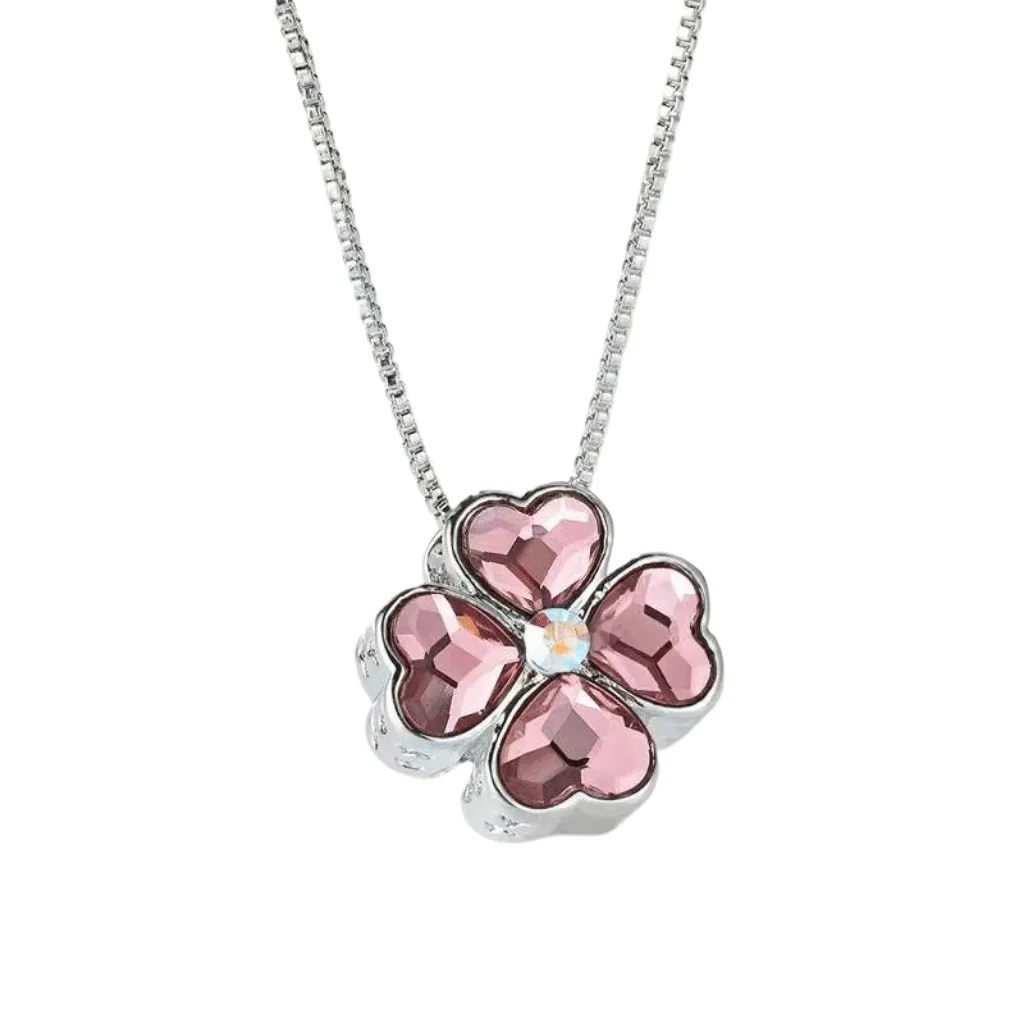 The Double-faced Clover rose Swarovski crystal necklace