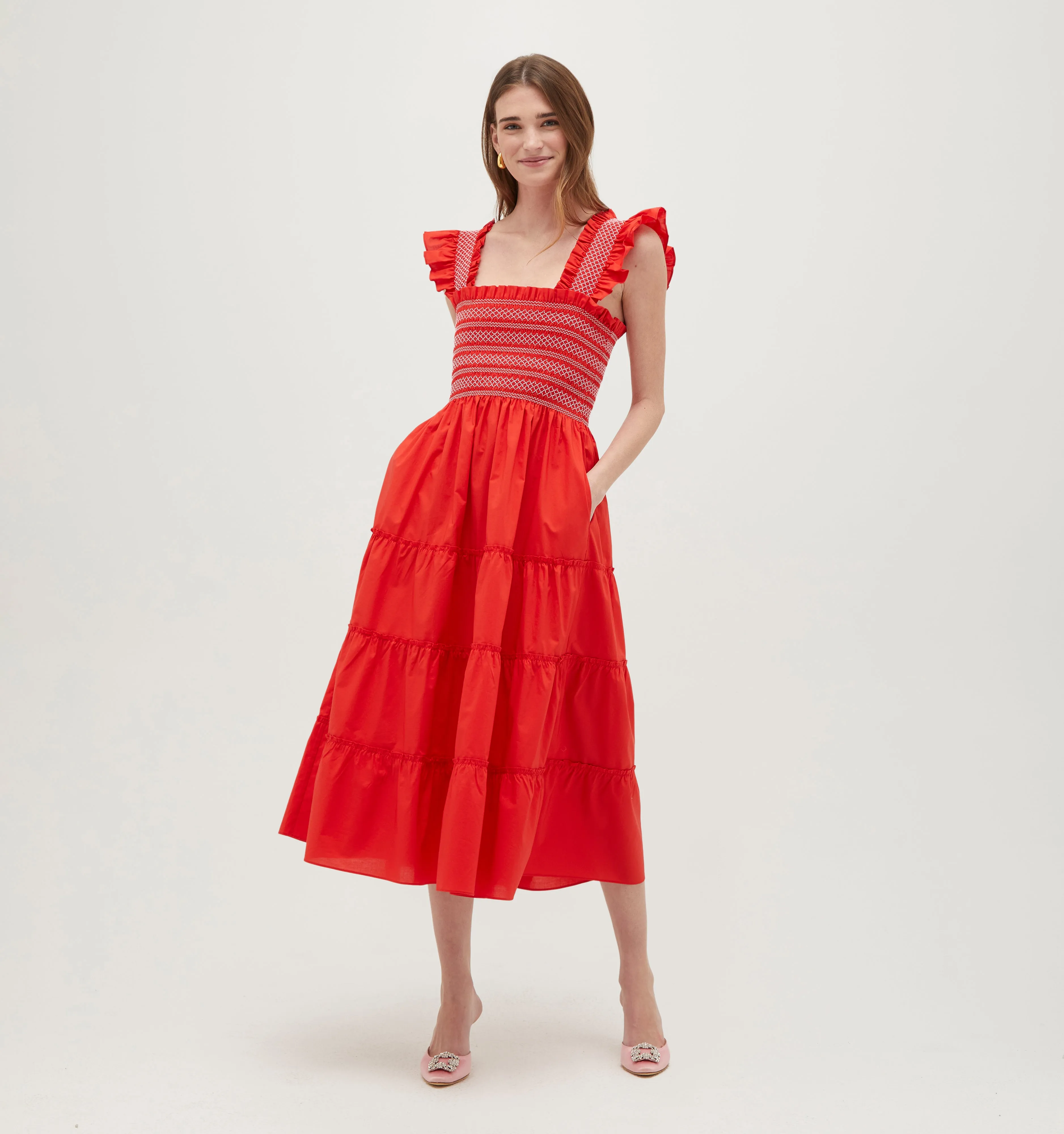 The Ellie Nap Dress - Poppy Red Cotton