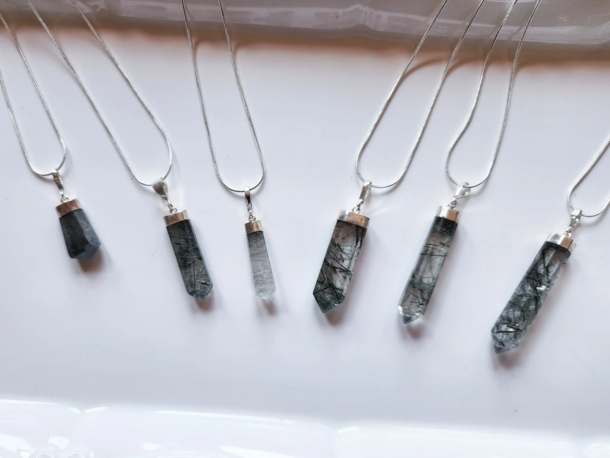 Tourmaline in Quartz Point Sterling Necklace