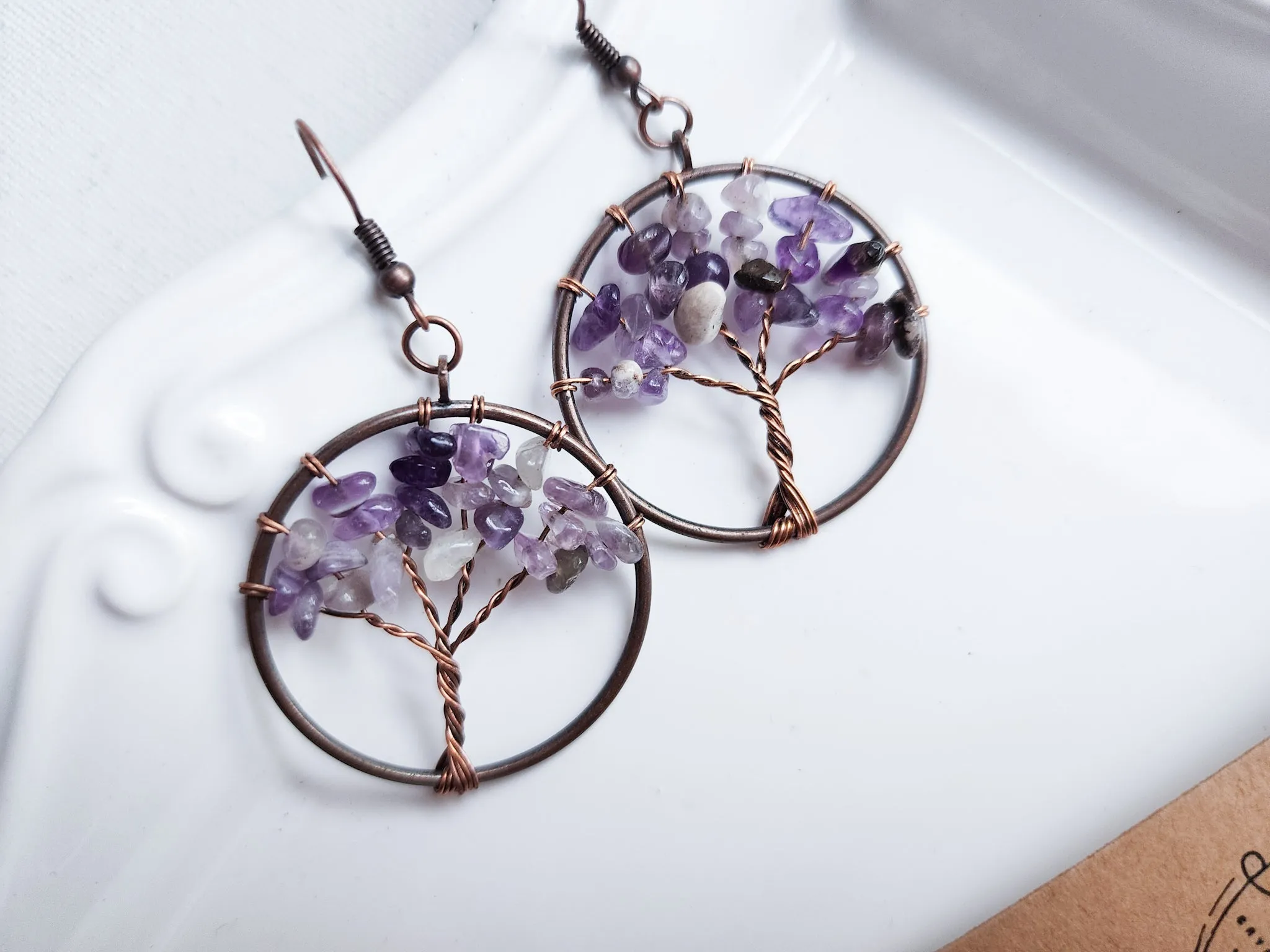 Tree of Life Drop Earrings || Bronze