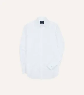 White Cotton Long Point Collar Dinner Shirt